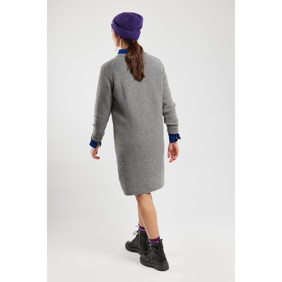 Robe pull torsades en laine gris chiné, ARMOR-LUX