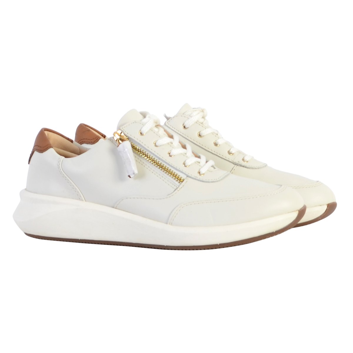 Basket Cuir Un Rio Zip cuir blanc, CLARKS