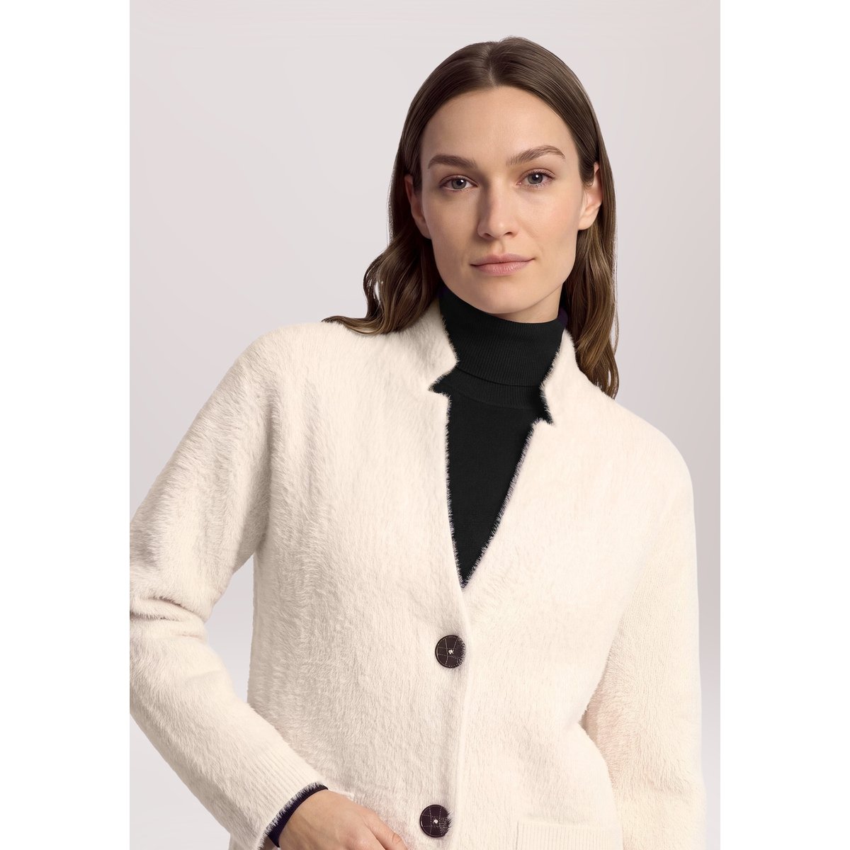 Cardigan en maille d'hiver à poches plaquées gris, AMBER & JUNE