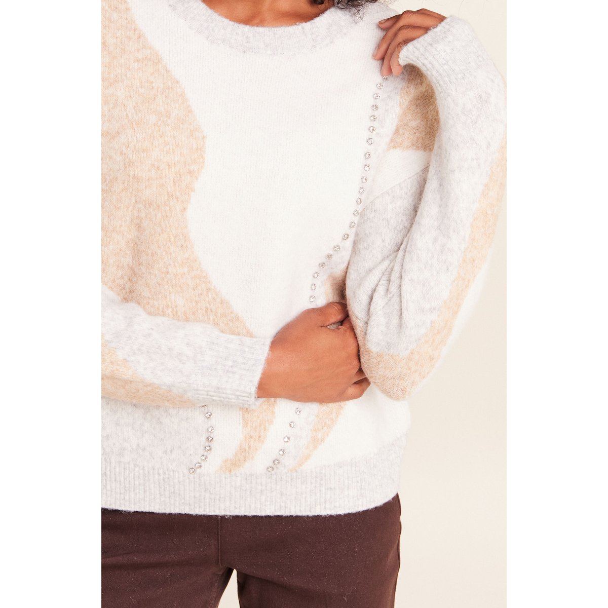 Pull col rond beige, BREAL
