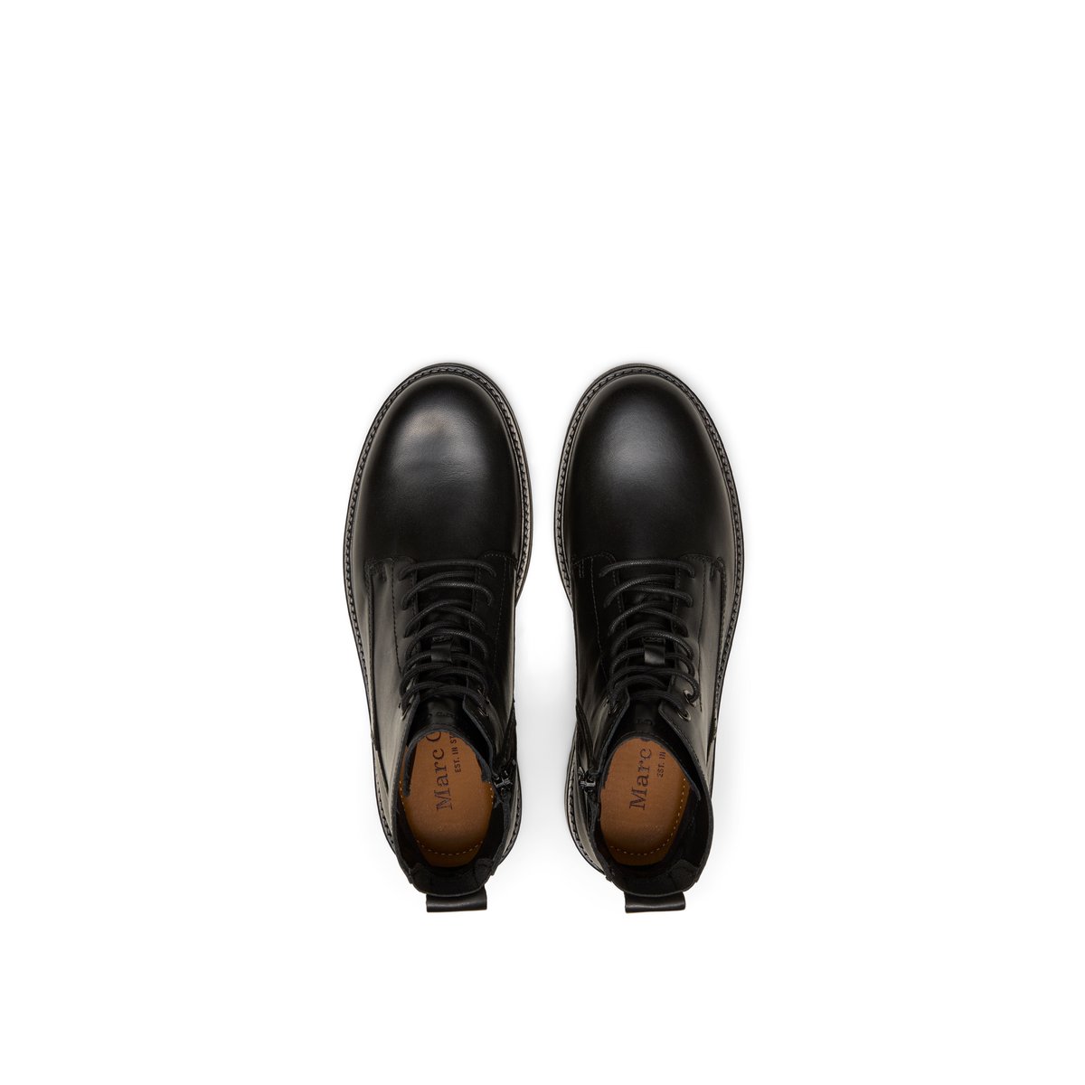 Bottes à lacets, modèle Rony en cuir de vachette de qualité supérieure noir, MARC O'POLO