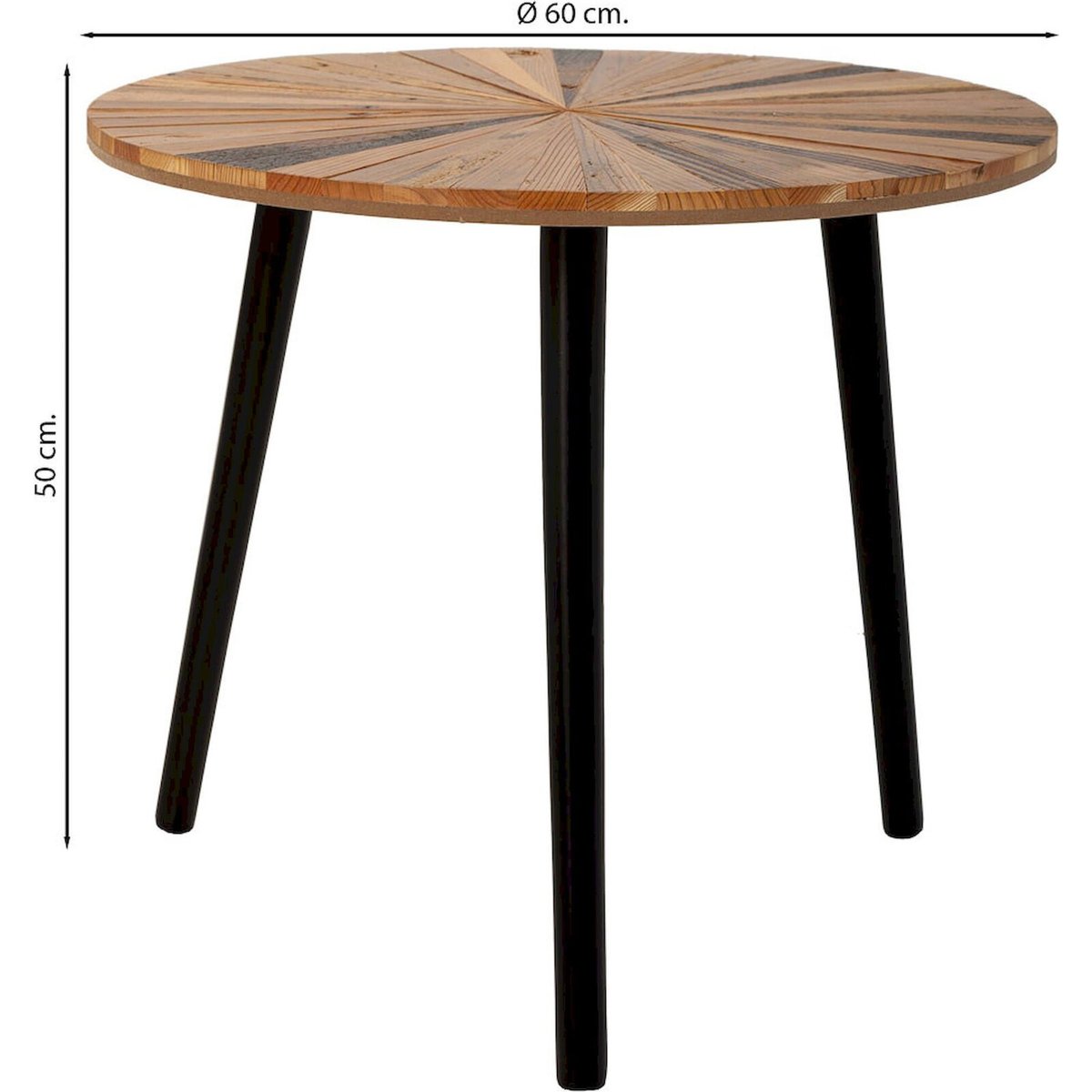 Table d'appoint ronde en métal et bois bois naturel et pieds noirs, RECOLLECTION
