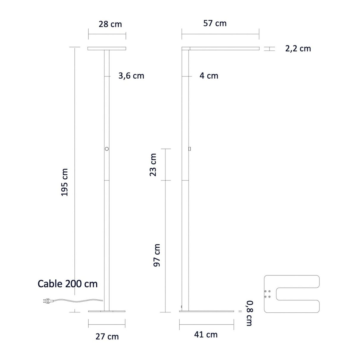 Lampadaire LED dimmable élégant - EPHAN blanc, KOSILUM