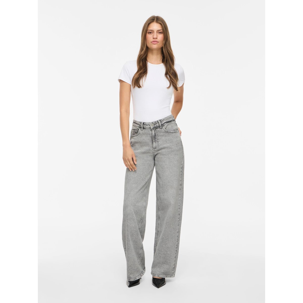 Jean À Coupe Ample gris - light grey denim1, VILA