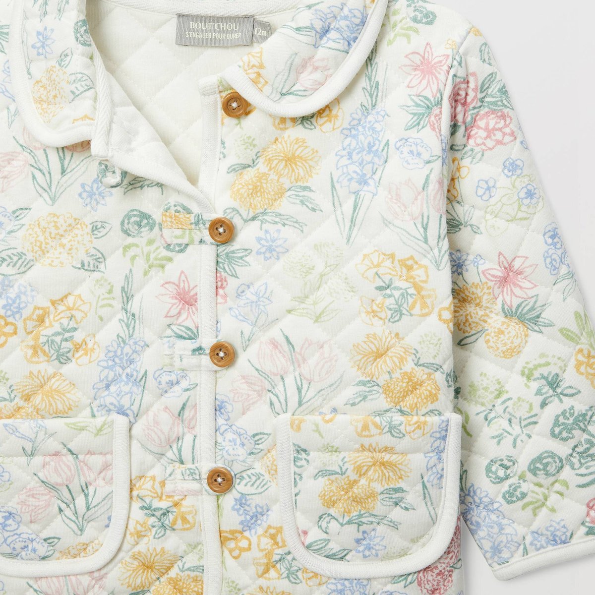 Cardigan imprimé en molleton en coton BIO GOTS naturel, BOUT'CHOU