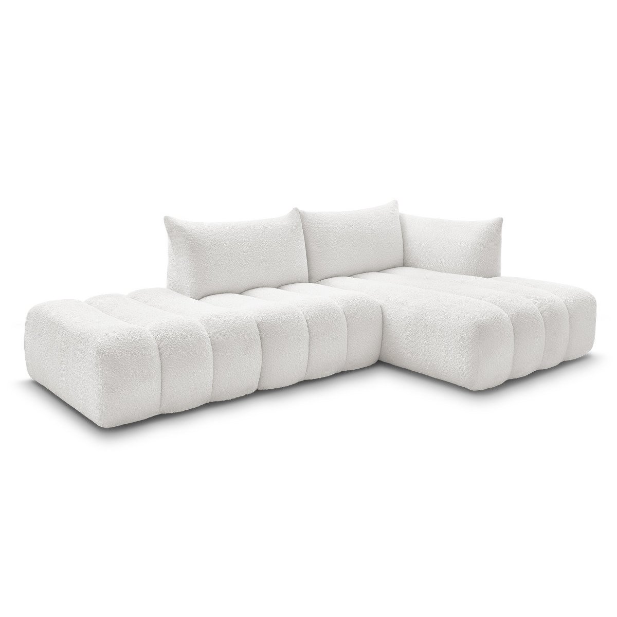 Canapé modulable 4 places en tissu bouclette, AZRA blanc, BOBOCHIC