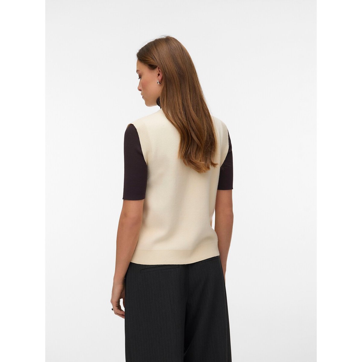 Gilet sans manches col V ecru, VERO MODA