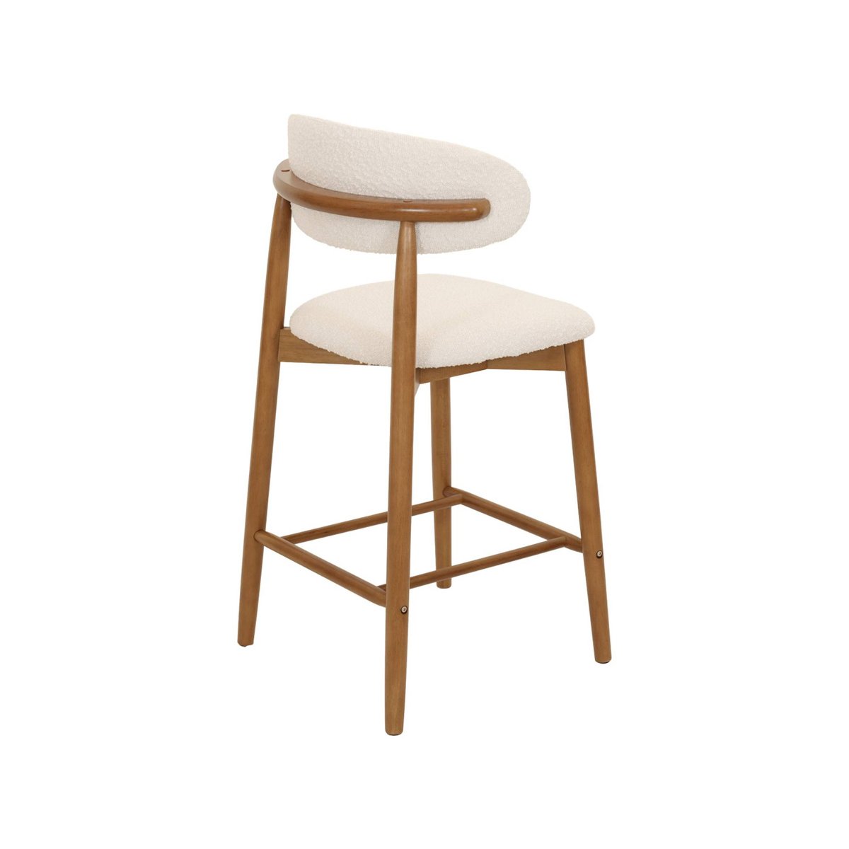 Tabouret de bar bois d'hévéa et tissu bouclette (lot de 2)  PAOLA noir, SWEEEK