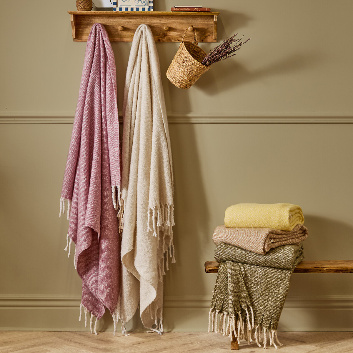 Nature Isla Woven Tasselled Throw heather, WYLDER