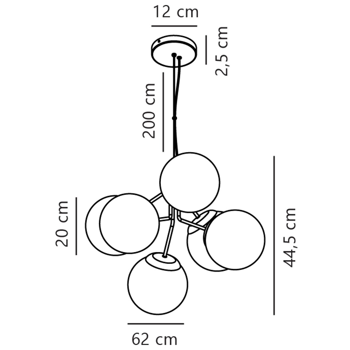 Suspension moderne en verre, IVONA 6-Spot noir, NORDLUX