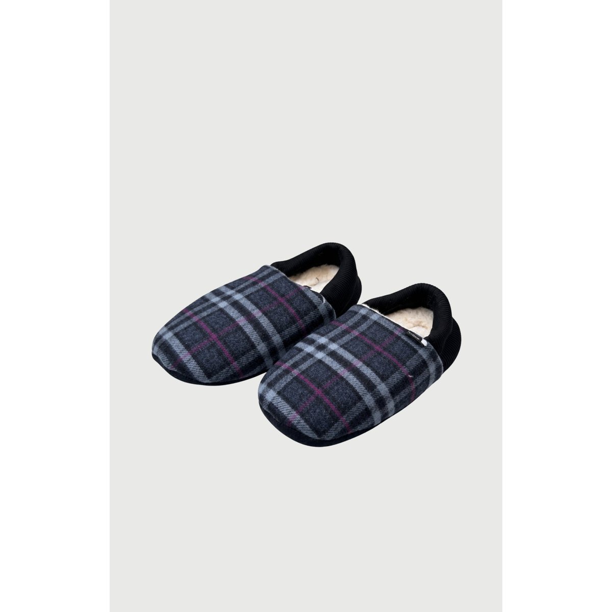 Chaussons en cuir et laine couleur unie Minuit marine, ARTHUR