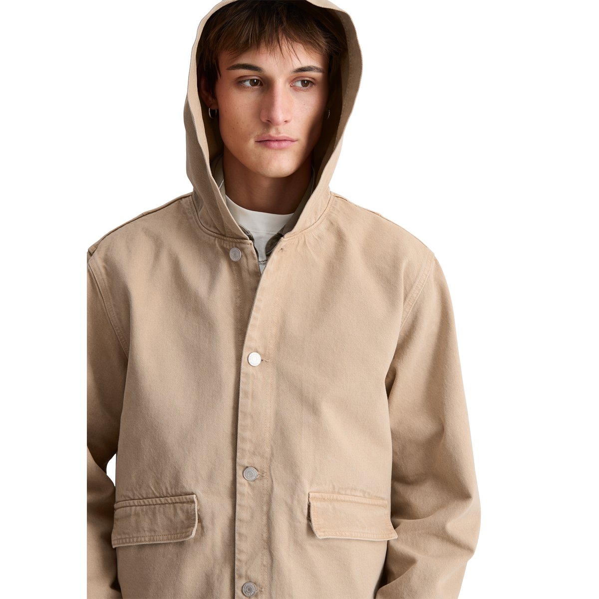 Blouson en jean à capuche regular en denim de coton bio robuste beige, MARC O’POLO DENIM