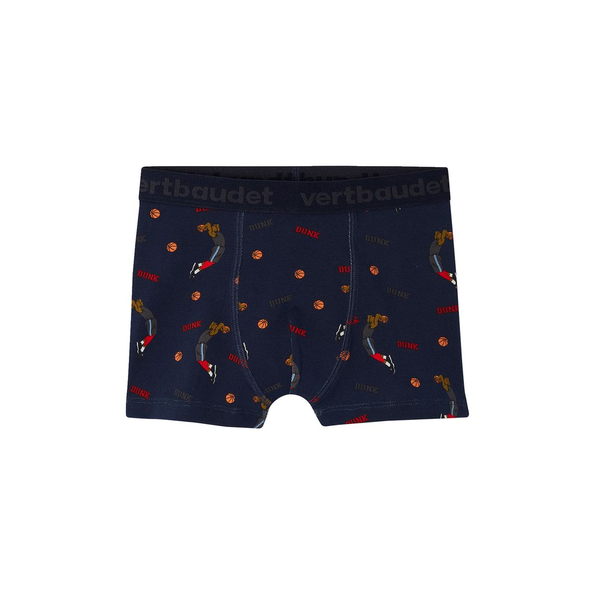 Lot de 5 boxers stretch basket en coton bio gris chiné, VERTBAUDET