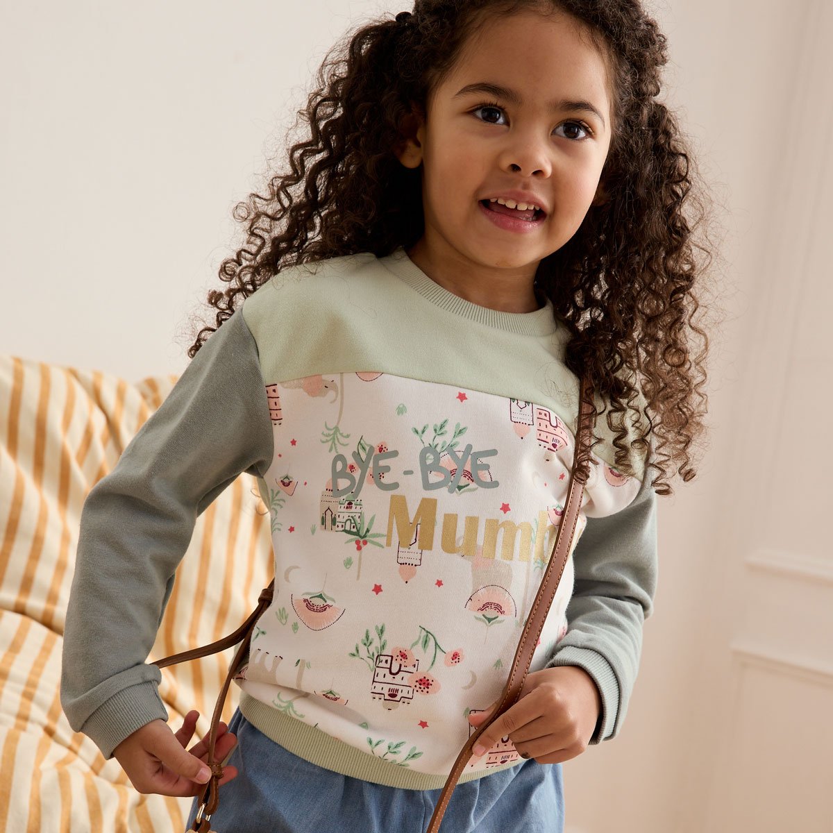 Sweat-shirt enfant Arya vert, PETIT BEGUIN