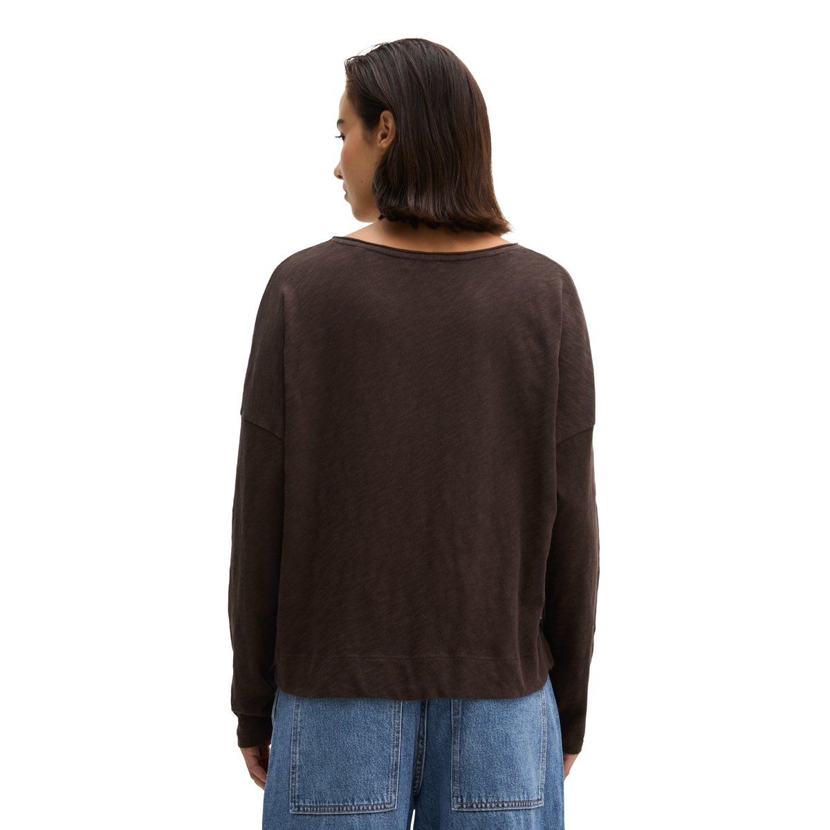 T-shirt à manches longues oversize sous-marin en qualité Organic Cotton rouge, MARC O'POLO