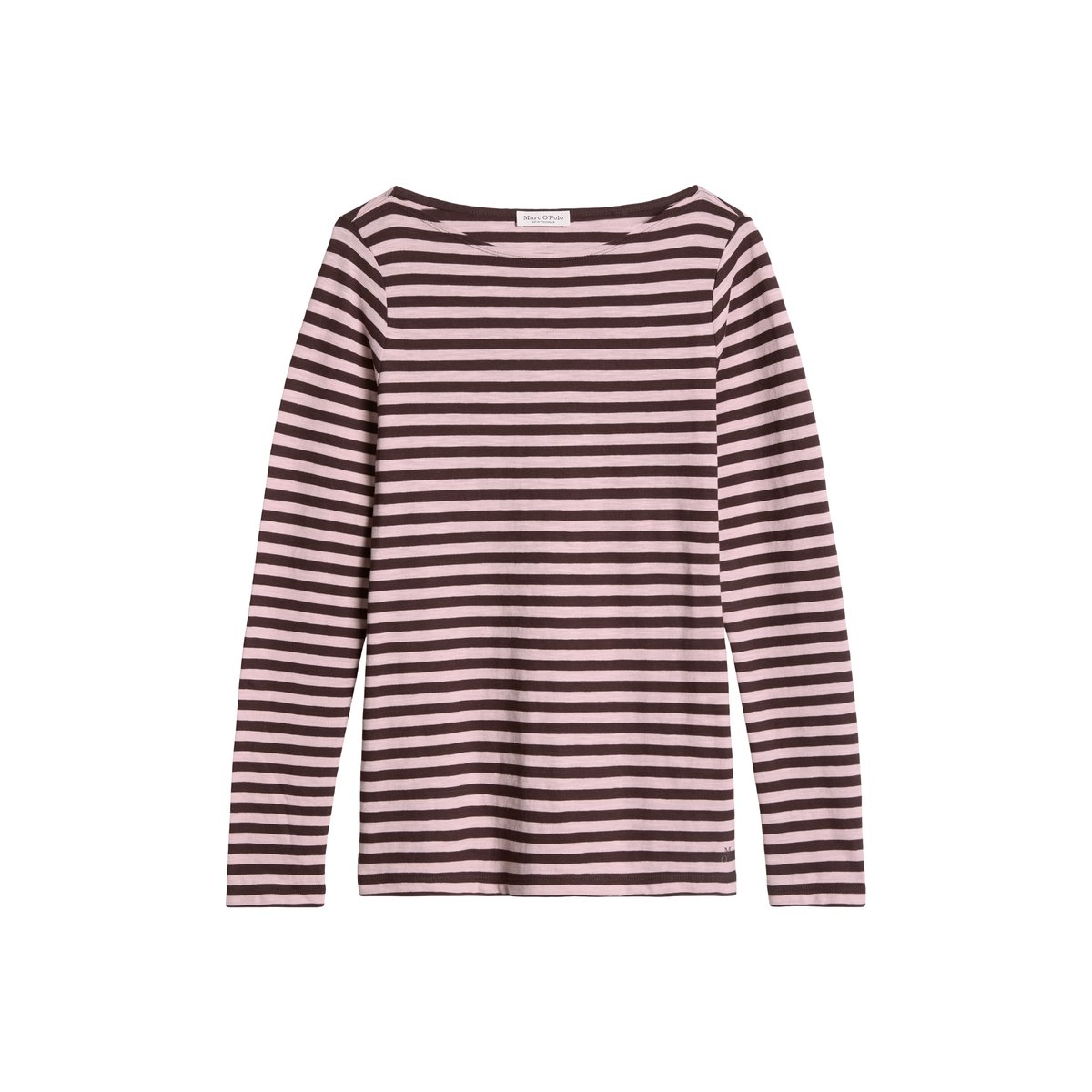 T-shirt long rayé regular en qualité Organic Cotton vieux rose, MARC O'POLO