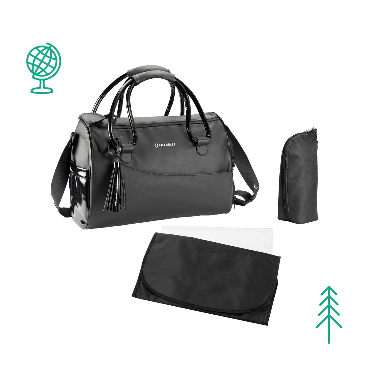Sac à langer Glossy noir, BADABULLE