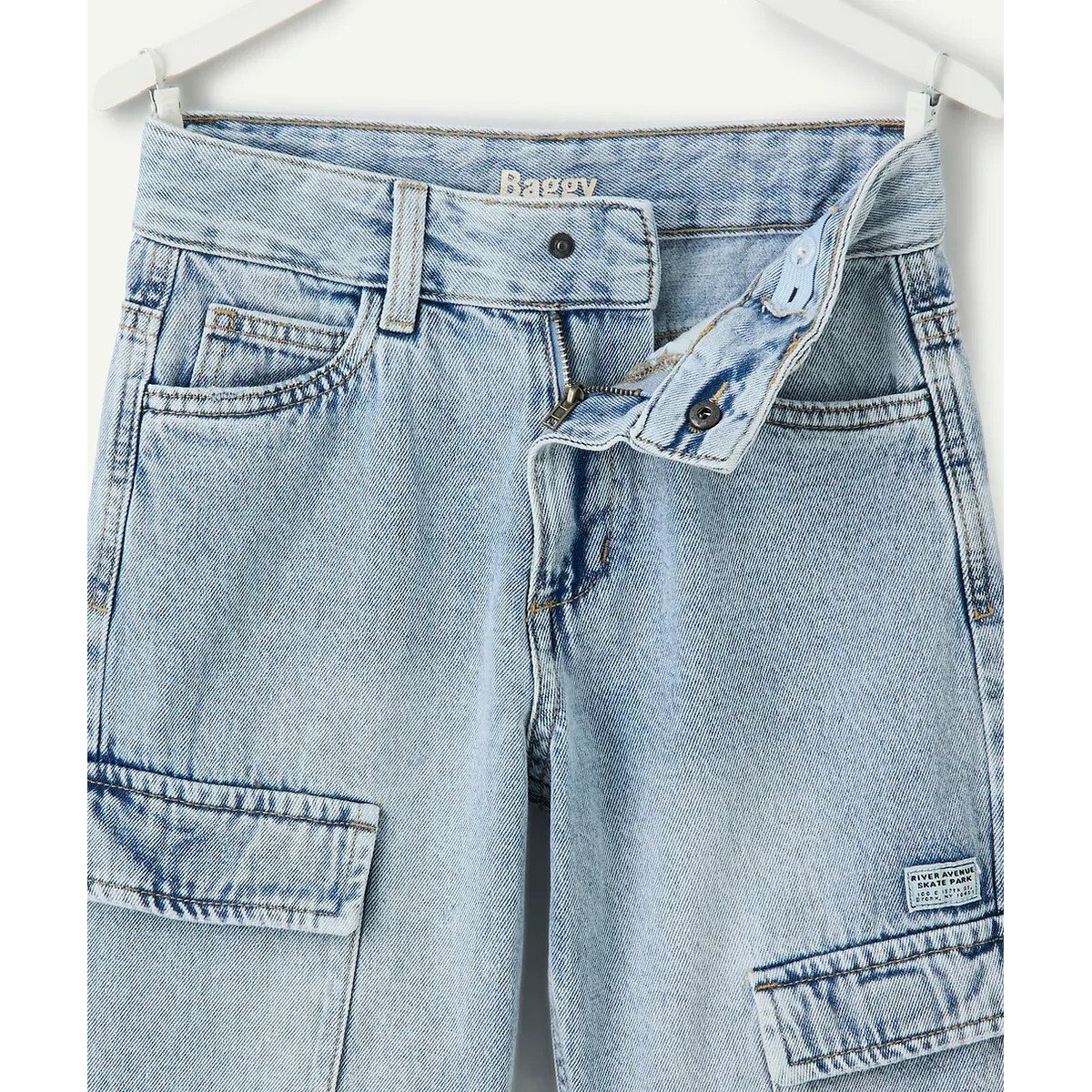 Pantaloncini larghi in denim con tasche blu denim, TAPE A L'OEIL