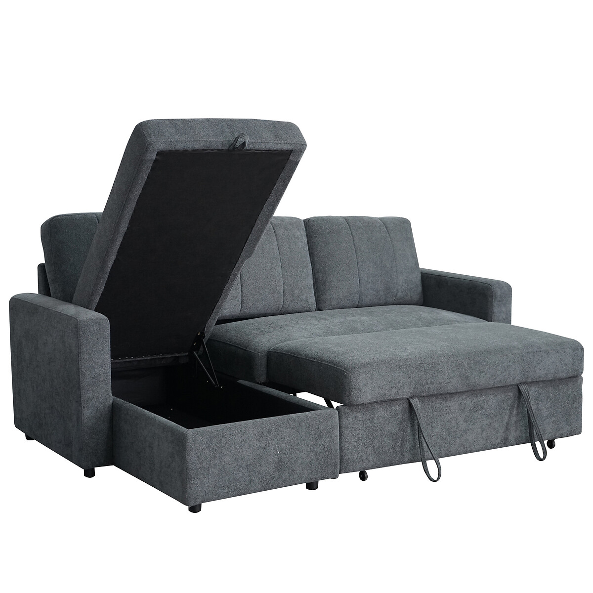 Nexis Soft Wool 3 Seater Corner Sofa Bed with Storage Chaise (Left Facing) charcoal, ASPIRE