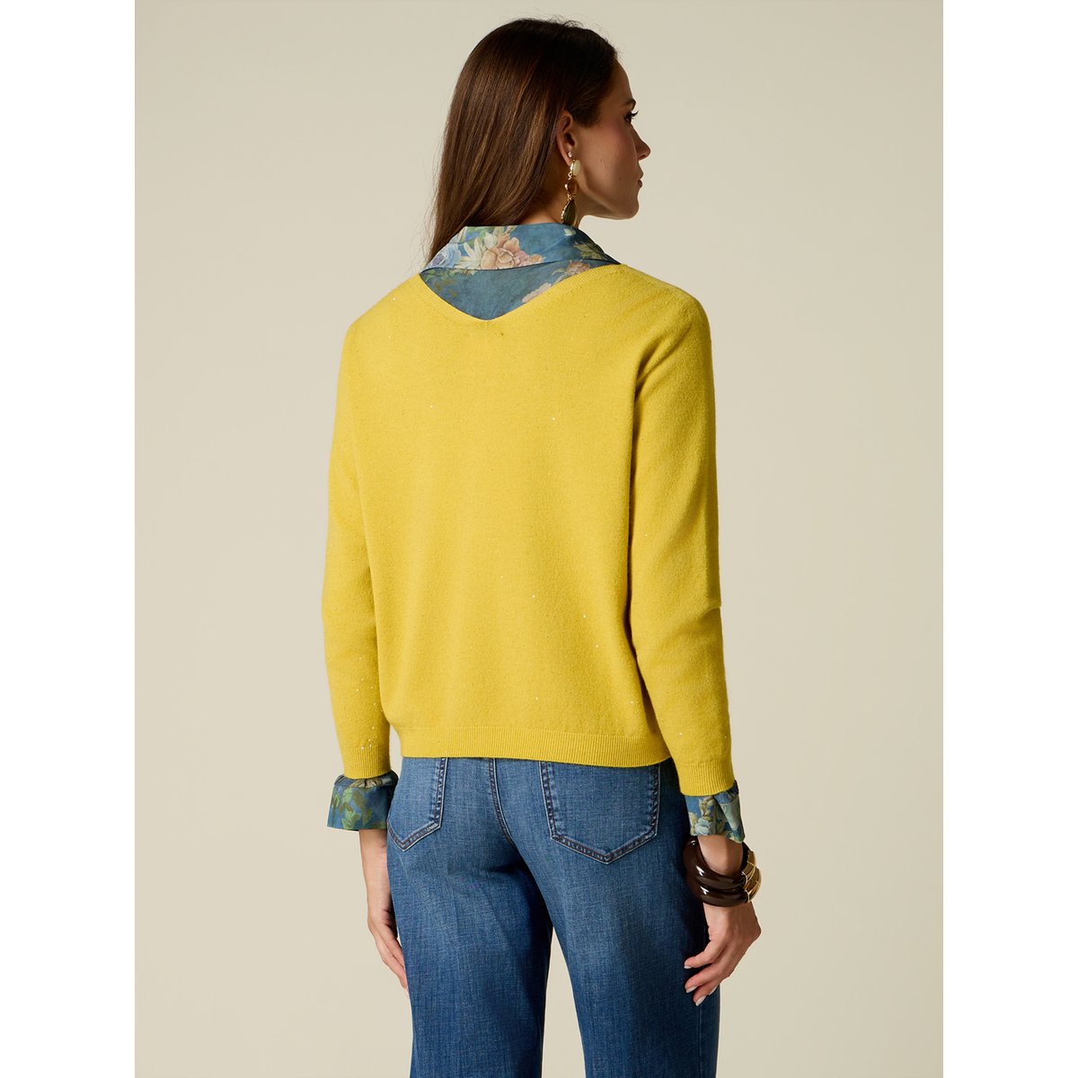Maille avec micro paillettes jaune, OLTRE