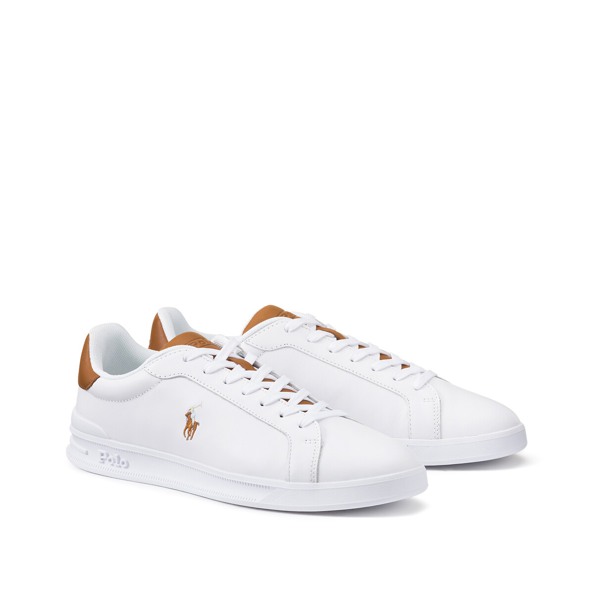 Baskets cuir Heritage Court II blanc/marron, POLO RALPH LAUREN