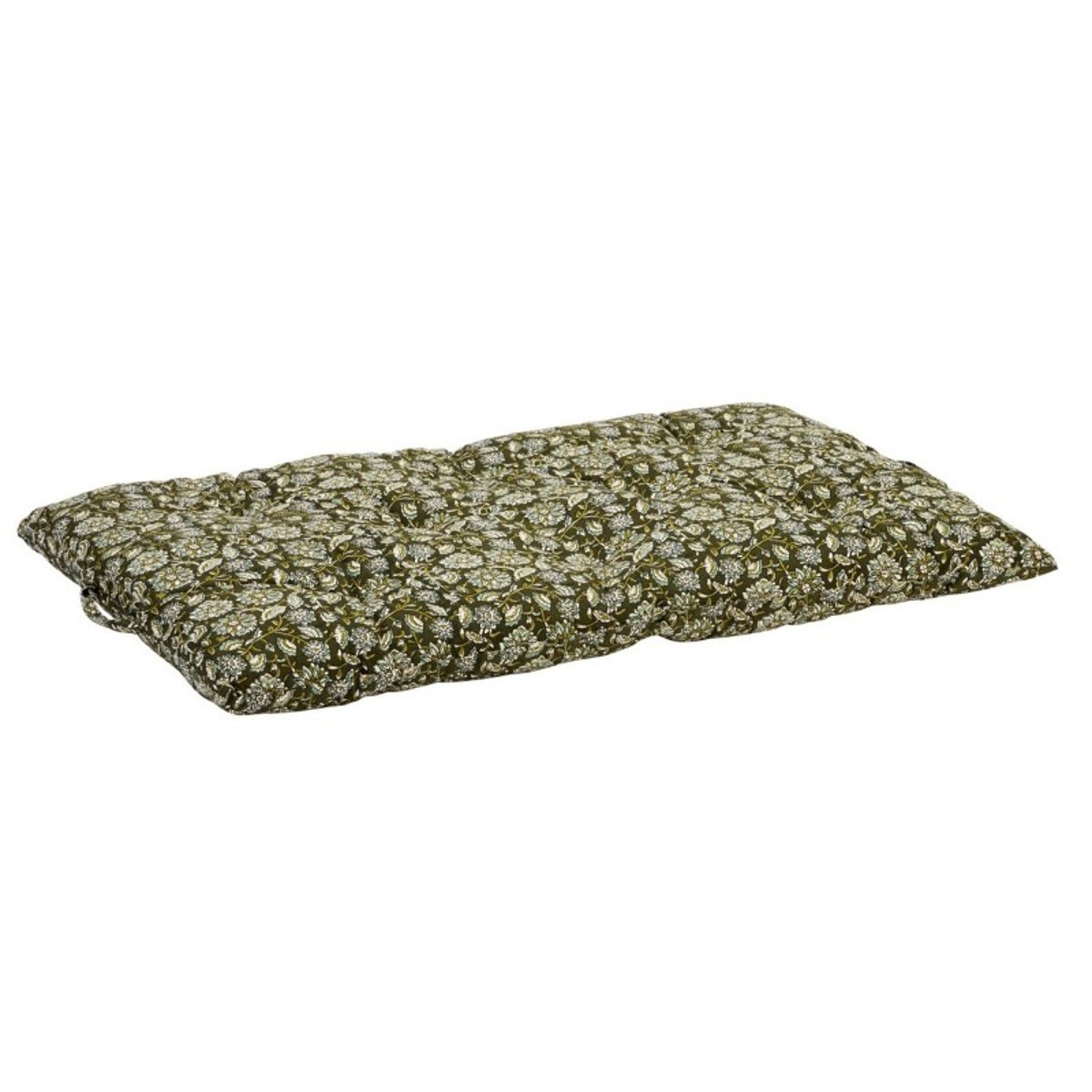 Matelas d'assise motif indien block print vert, MADAM STOLTZ