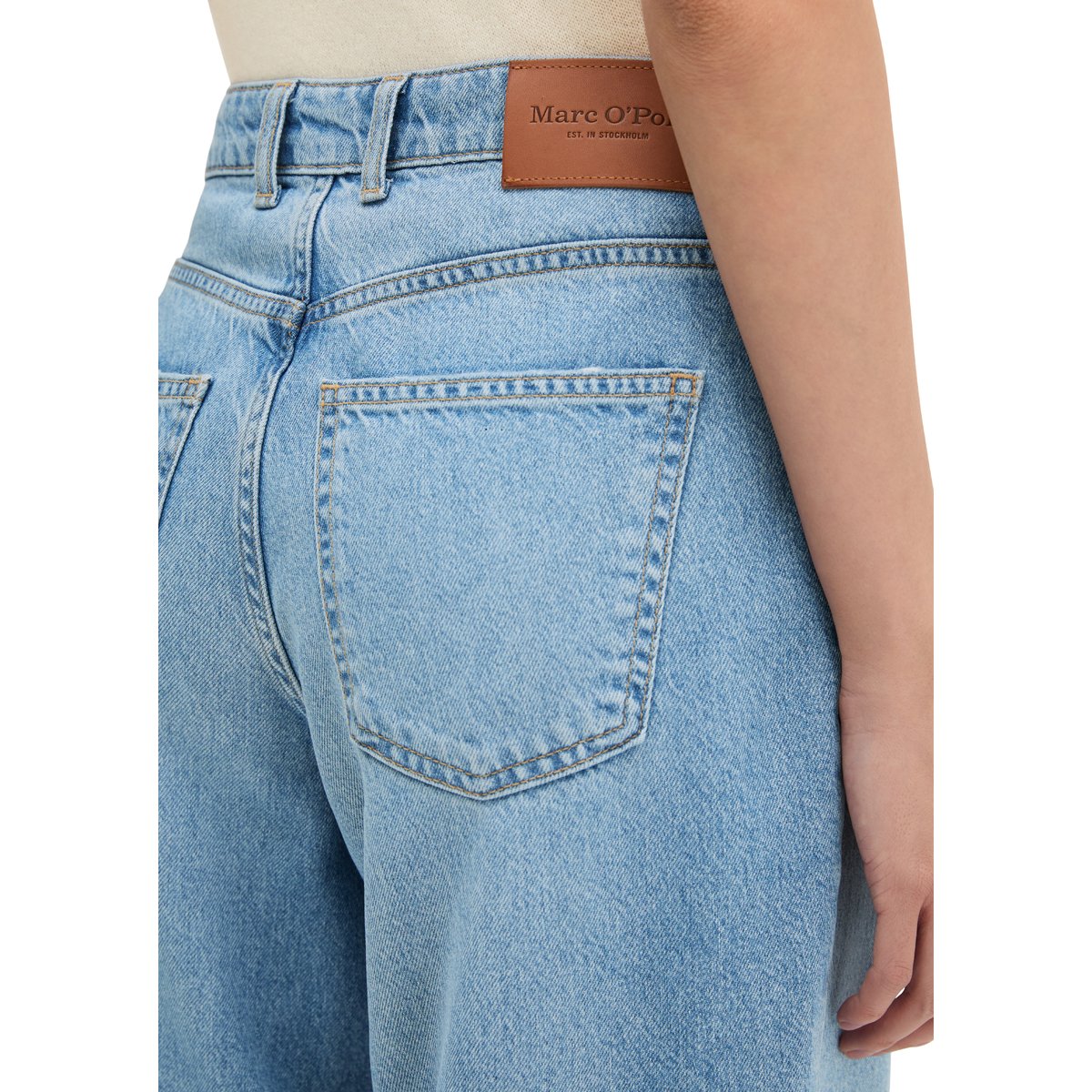 Jeans modèle Lara, coupe barrel et longueur raccourcie en mélange de lyocell et de coton bio bleu, MARC O'POLO
