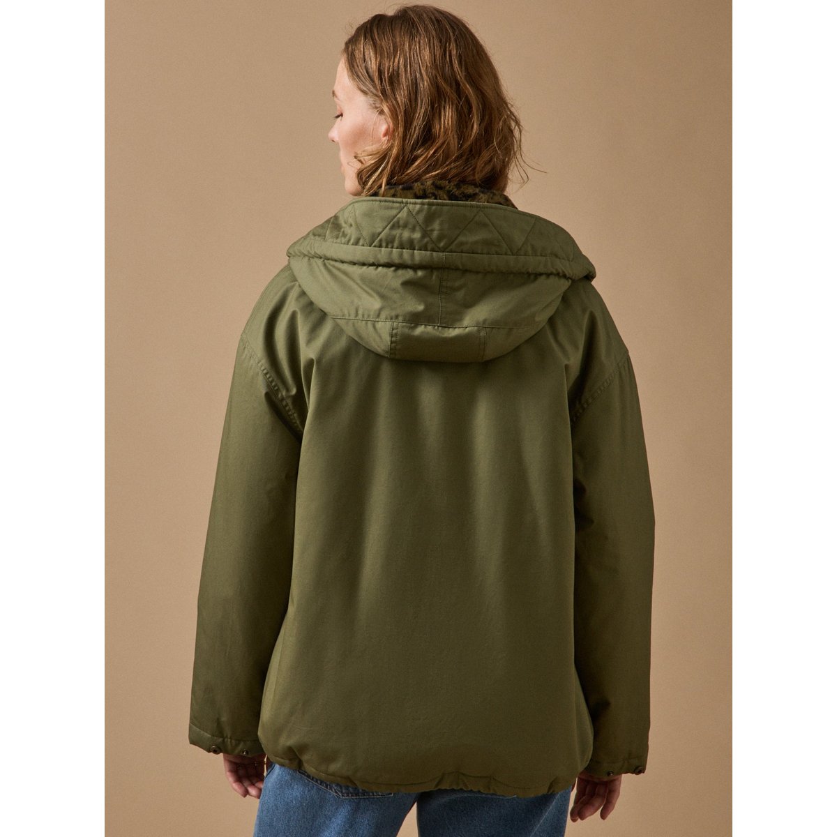 Parka courte doublée imitation fourrure vert olive, CYRILLUS