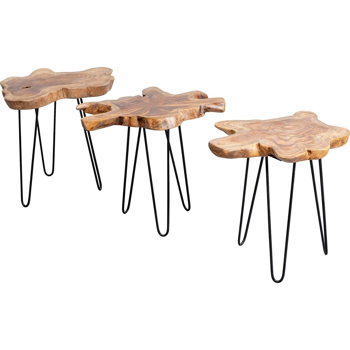 Table d'appoint en teck et acier, ASPEN bois, KARE DESIGN