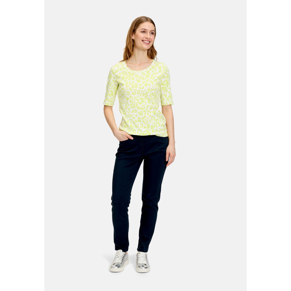 T-shirt basique de texture côtelée cream/green, BETTY BARCLAY