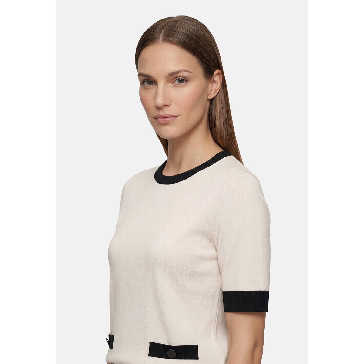 Pull-over en maille à poches patch beige/black, BETTY BARCLAY
