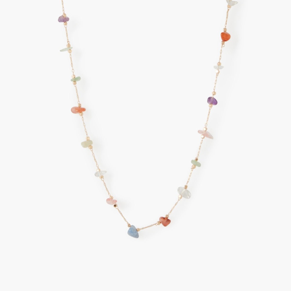 Collier en pierres naturelles d'Aventurine, amethyste et agate rouge multicolore, BALABOOSTE