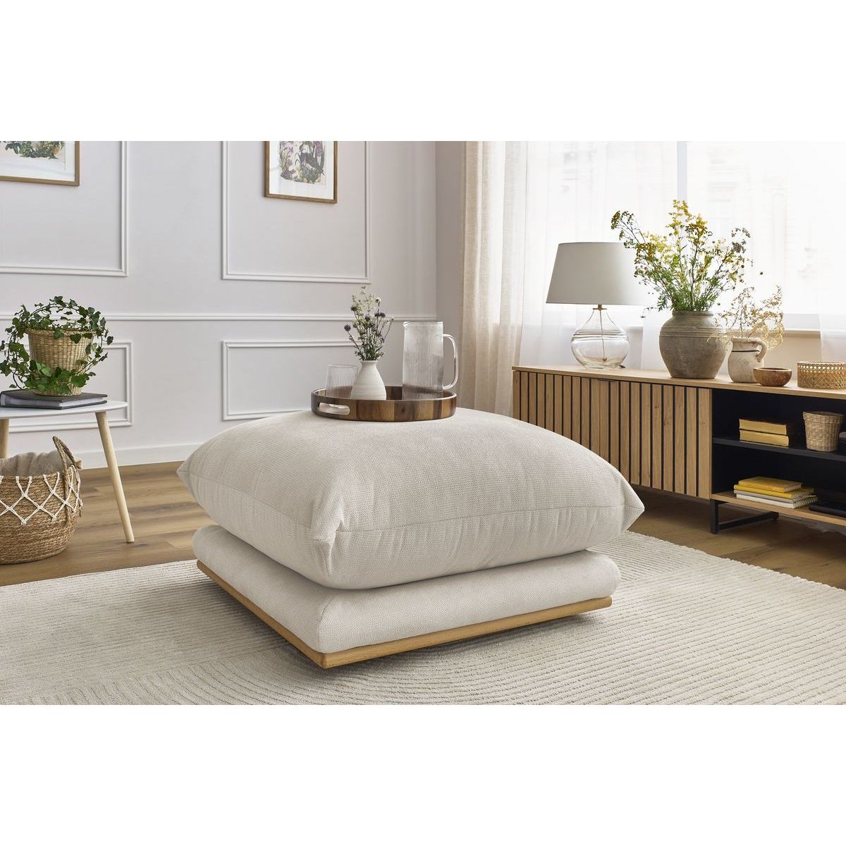 Pouf tissu, ERNEST beige, BOBOCHIC