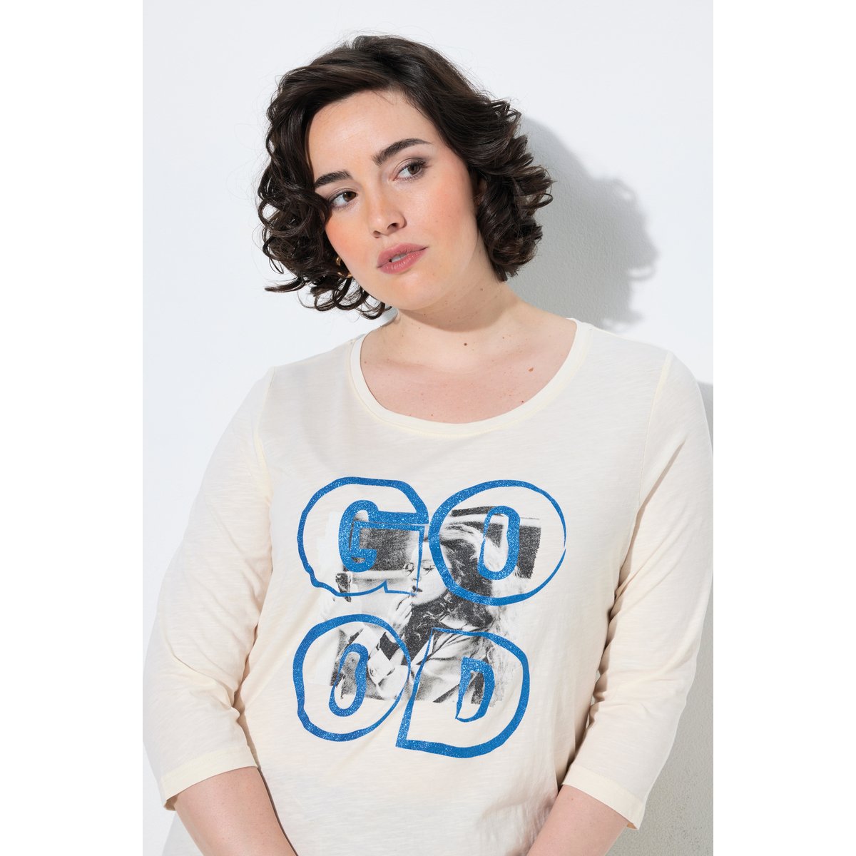 T-shirt avec imprimé photo blanc perle, ULLA POPKEN