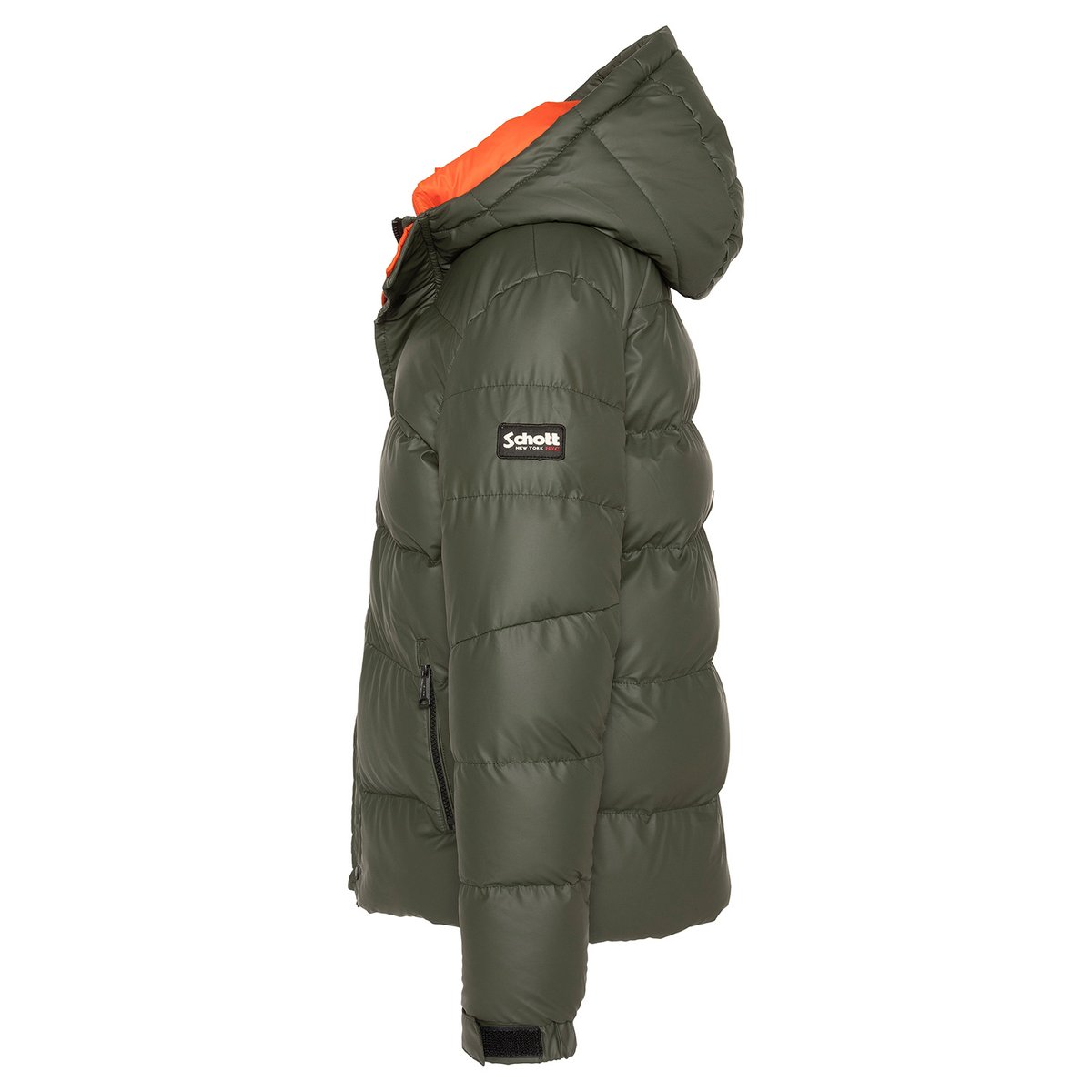 Blouson matelassé à capuche enfant kaki, SCHOTT