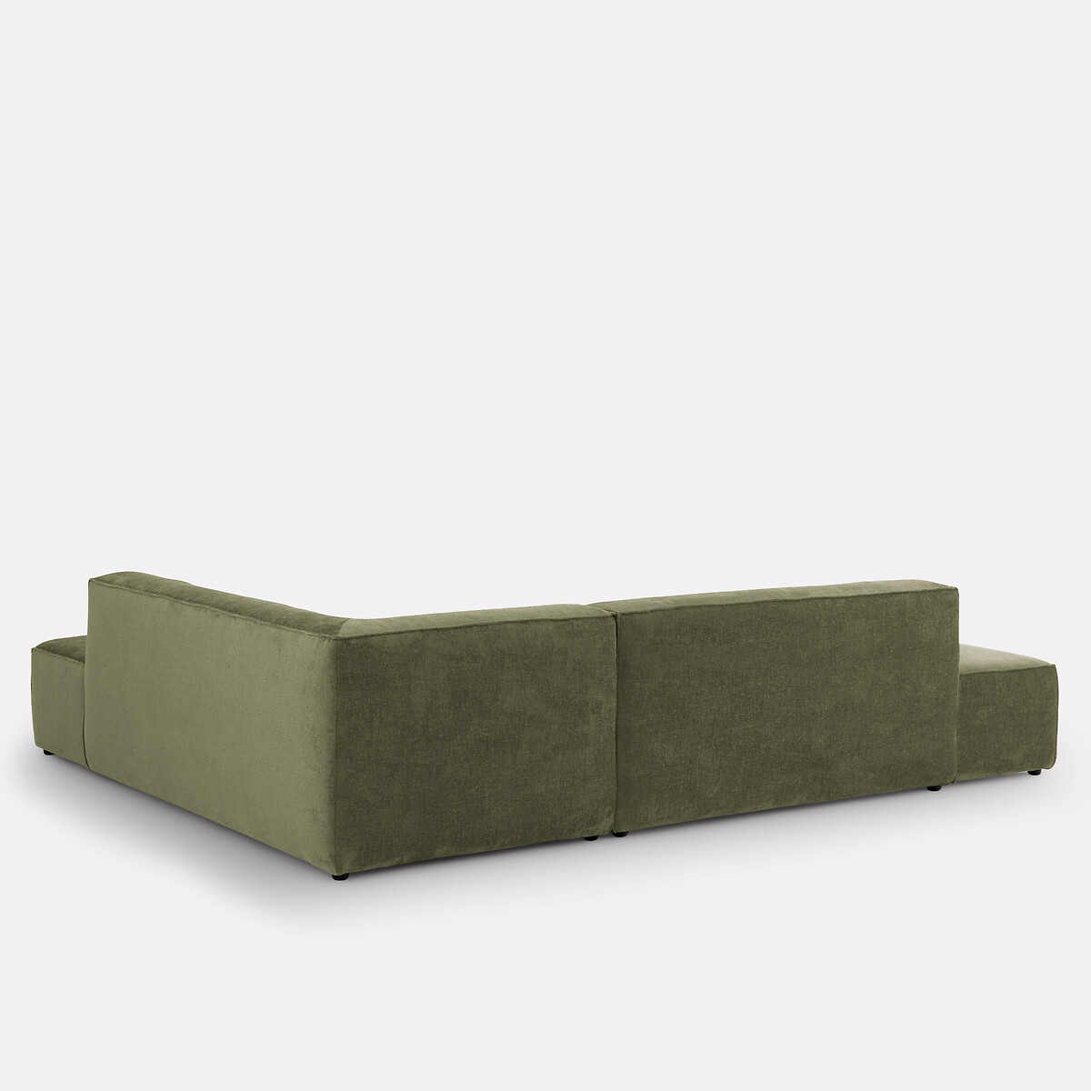 Canapé d'angle gauche ou droit, convertible, en velours texturé, Ginosa kaki, LA REDOUTE INTERIEURS
