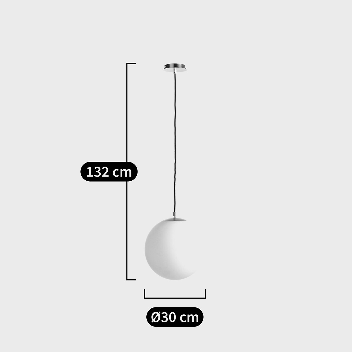Suspension laiton et verre opaline Ø30 cm, Moricio blanc, LA REDOUTE INTERIEURS