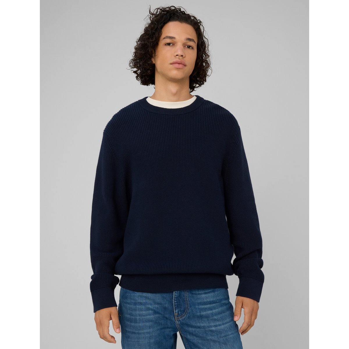Pull col rond bleu foncé, BZB