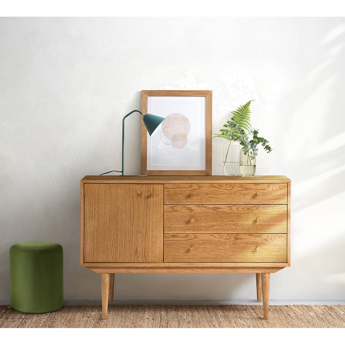 Buffet vintage, 1 porte, 3 tiroirs, Quilda chêne, LA REDOUTE INTERIEURS