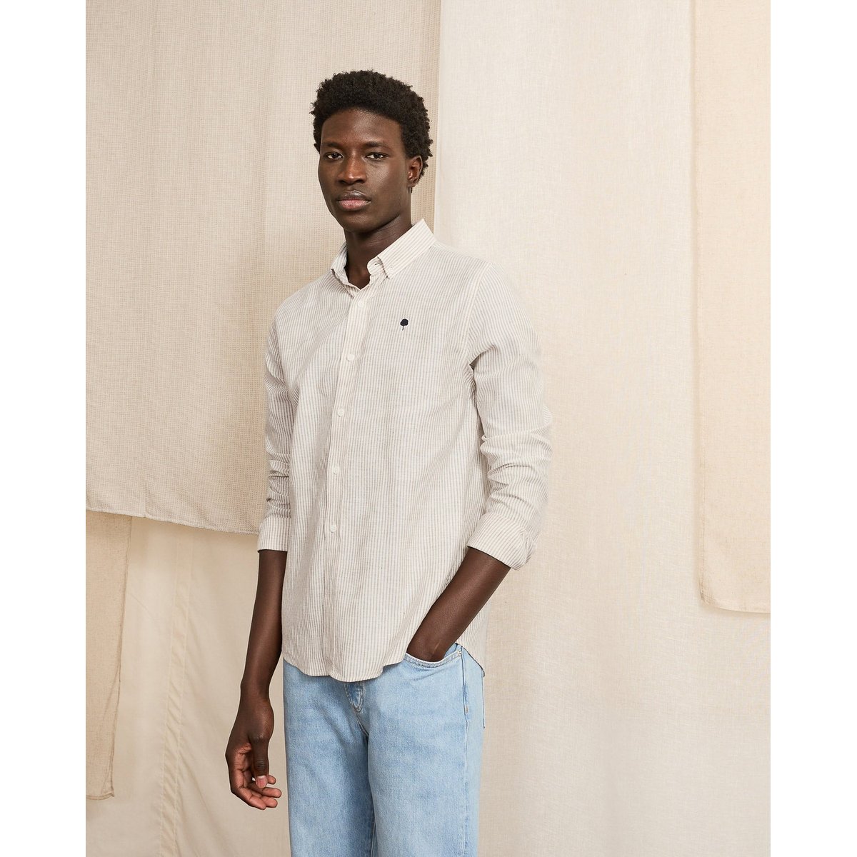 Chemise IVOY crème et beige clair, FAGUO