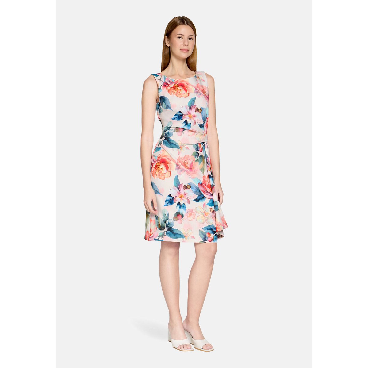 Robe de cocktail à imprimé à fleurs rosé/red, VERA MONT