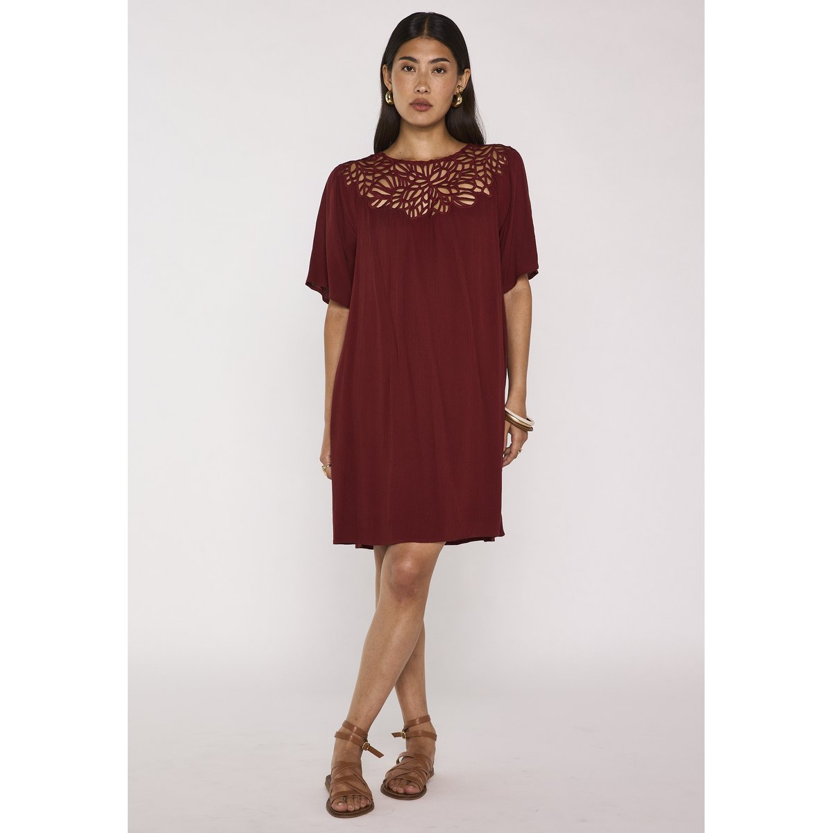 Robe droite avec dentelles PERFECTION brique, Maison 123