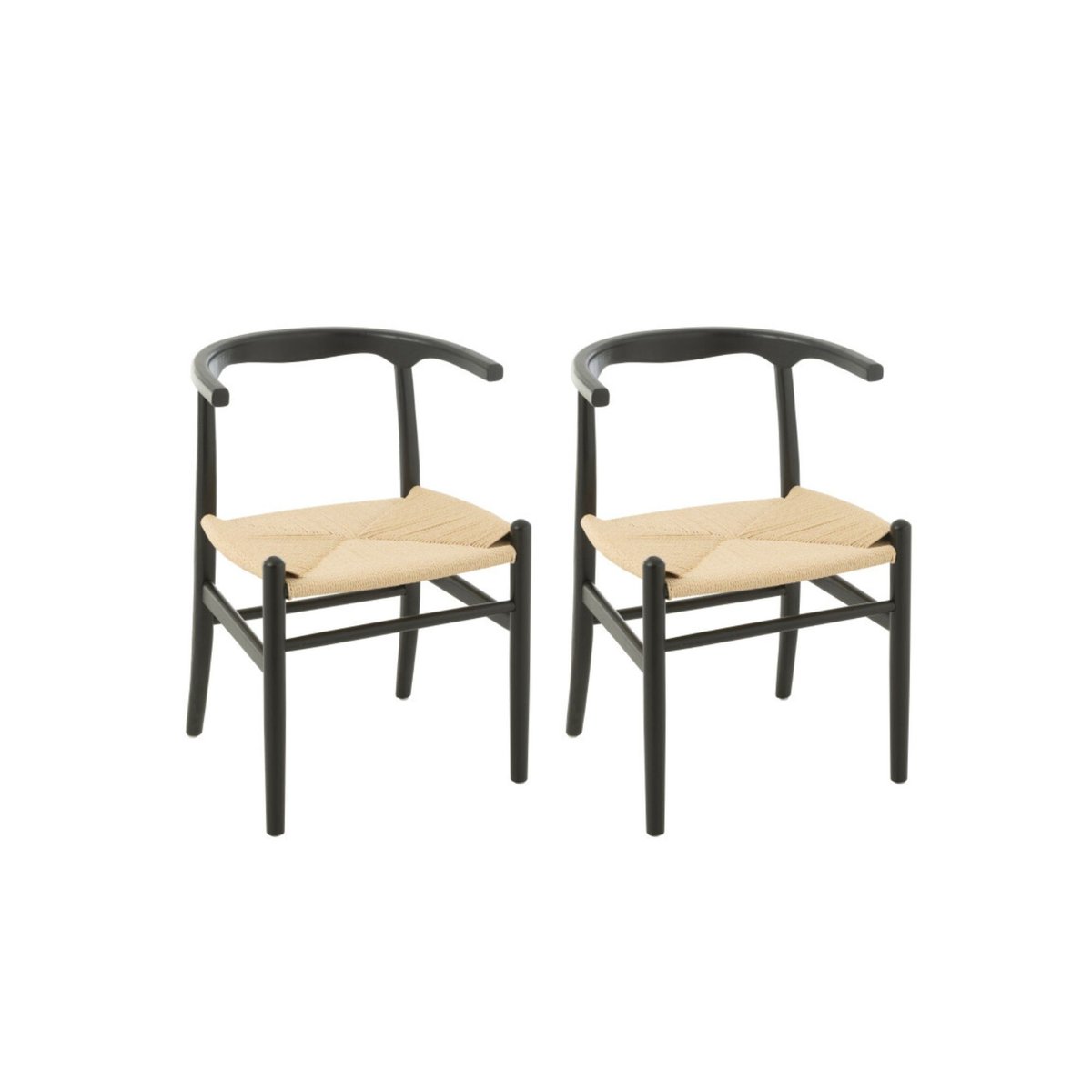 Chaises de salle à manger en corde et bois de hêtre - AYA noir, HELLIN, DEPUIS 1862