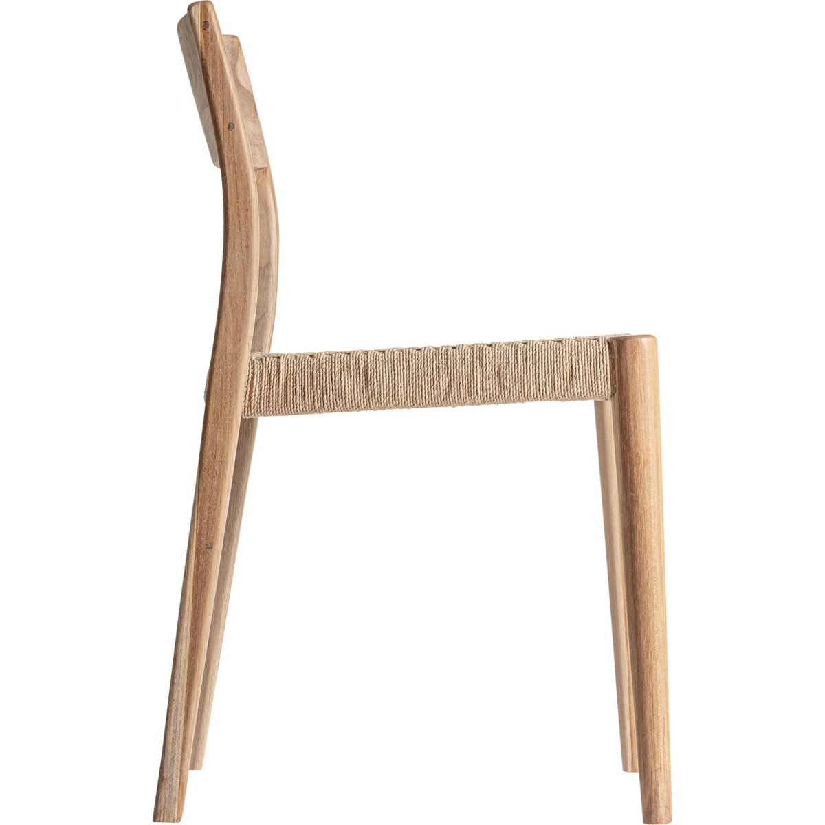Chaise en teck assise tressée, Lot de 2 bois clair et fibre brun clair, RECOLLECTION