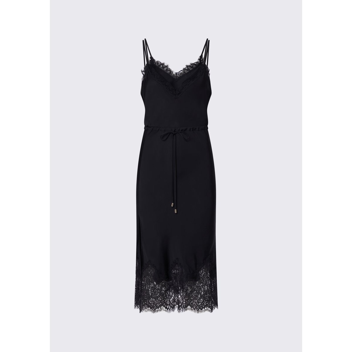 Robe midi en satin et dentelle noir, LIU JO