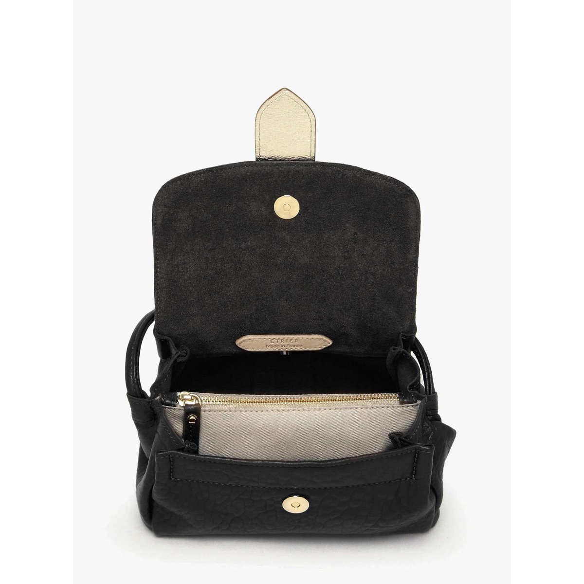 Sac bandoulière S Agnes cuir noir, ETRIER