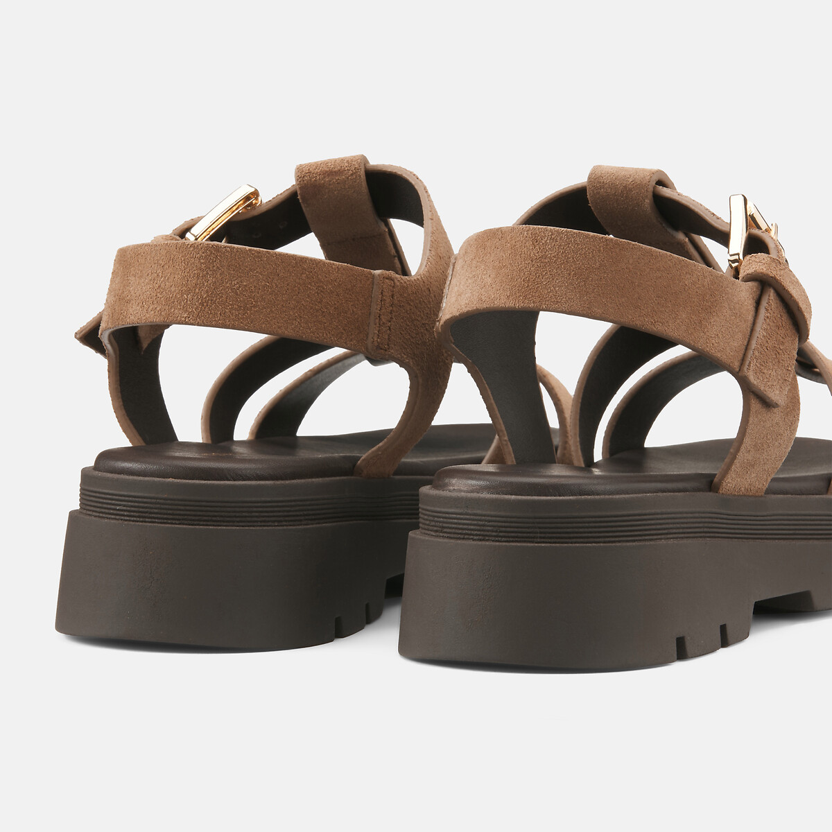 Sandales chunky en cuir velours Liverpool taupe, JONAK