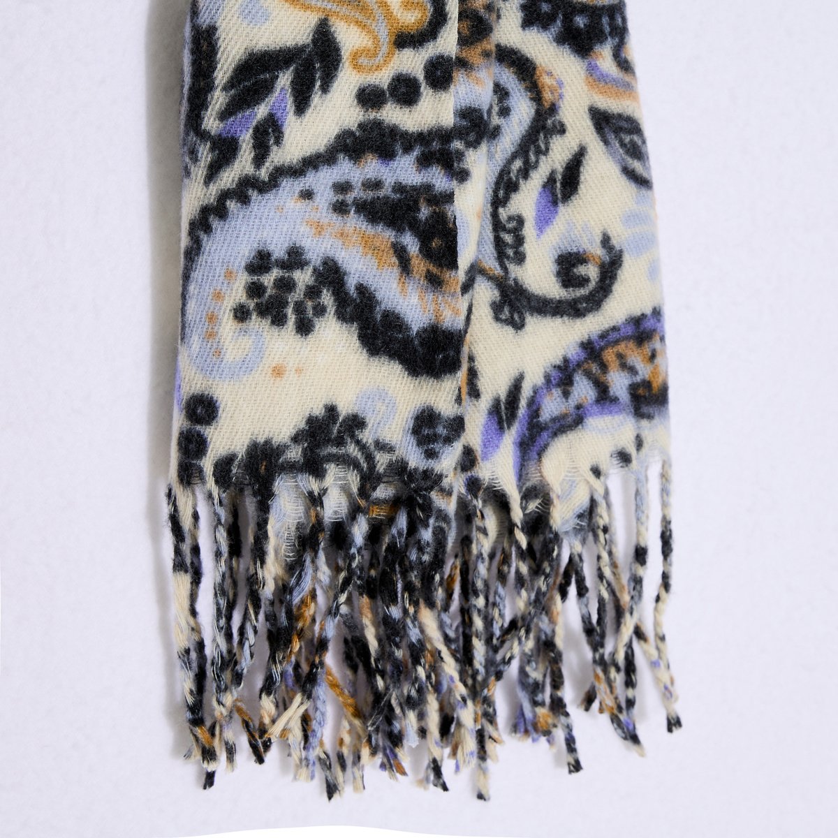 Écharpe chaude motif cachemire bleu, GRAIN DE MALICE