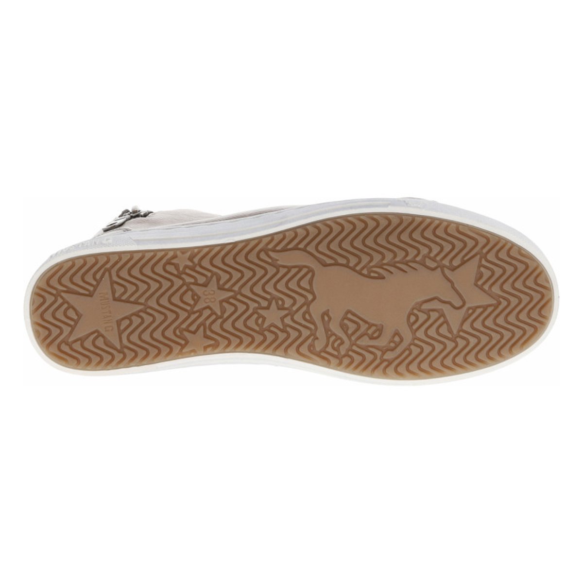Baskets noires montantes à talon plat avec des lacets ronds blancs or, MUSTANG