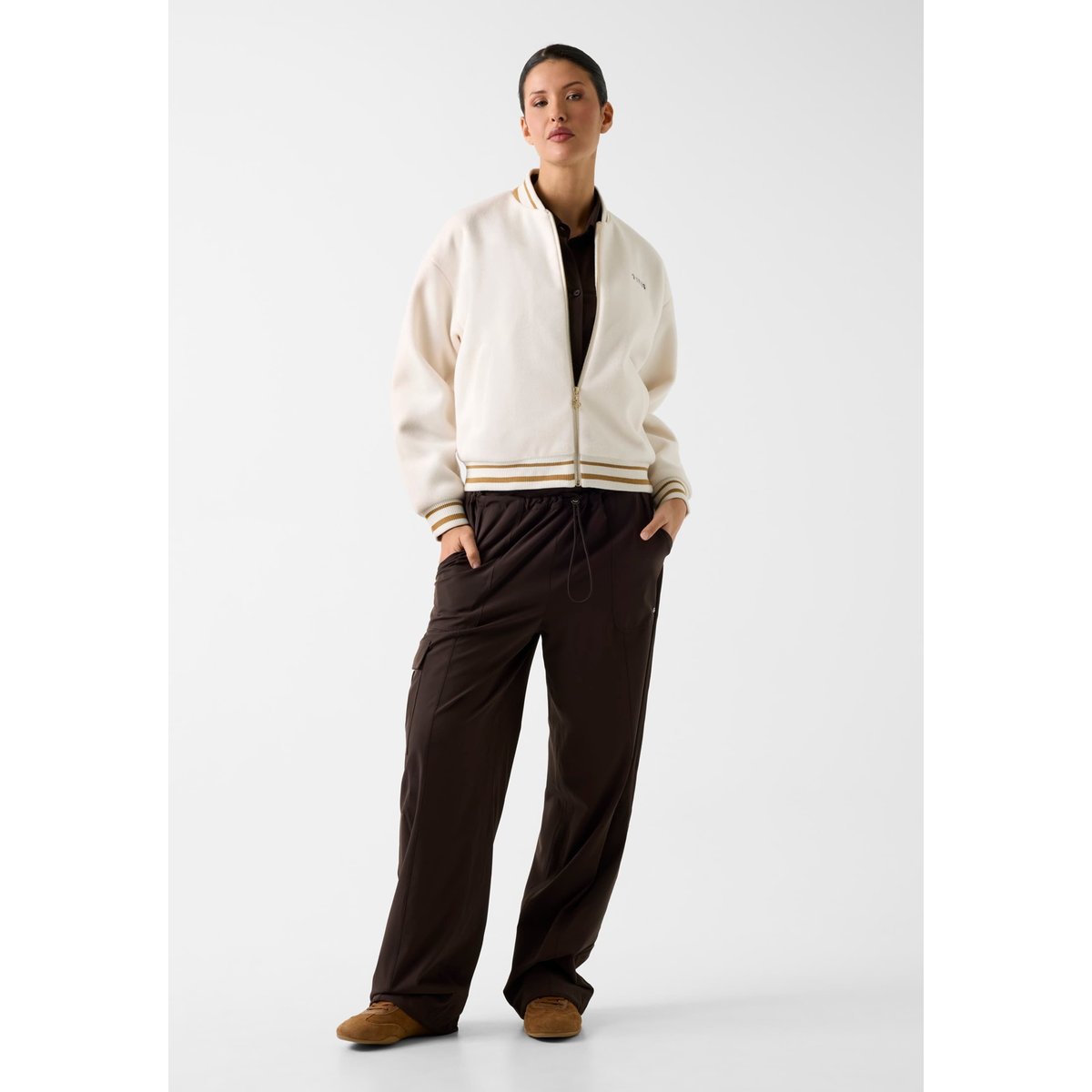 Blouson Bomber Zippé Intégral blanc, GUESS